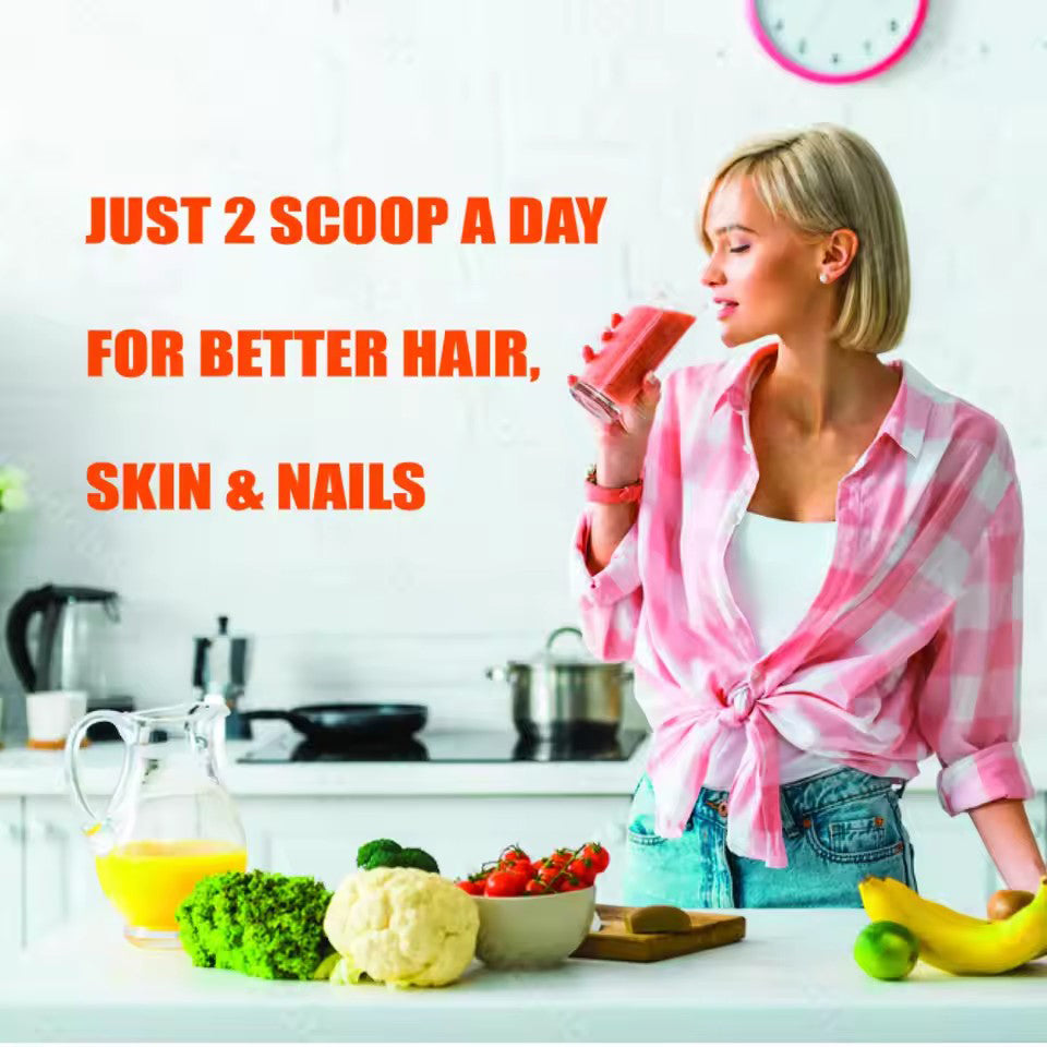 Multi Collagen Peptides Powder with Biotin, Hyaluronic Acid, , Vitamin C for Healthy Hair, Skin, Nails, Joint, 1.1LB