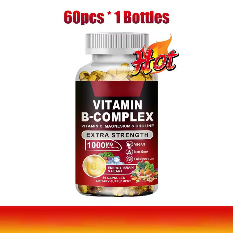 Vitamin B Complex Supplement, Rich in B1, B2, B3, B5, B6, Biotin, Strength Energy, Support Brain & Heart, Promote Metabolism