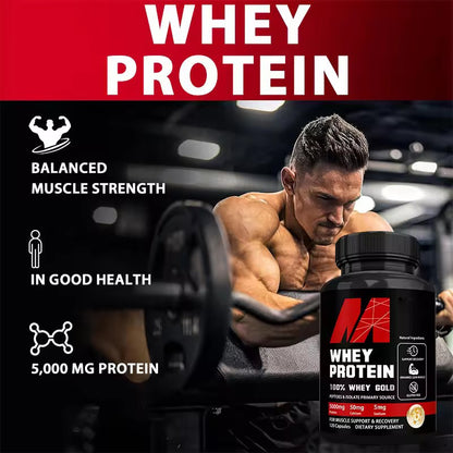 Whey Protein Capsuels, with 5000mg Protein, Supports Recovery, Supplement for Balanced Muscle Health, Immunity, NON-GMO