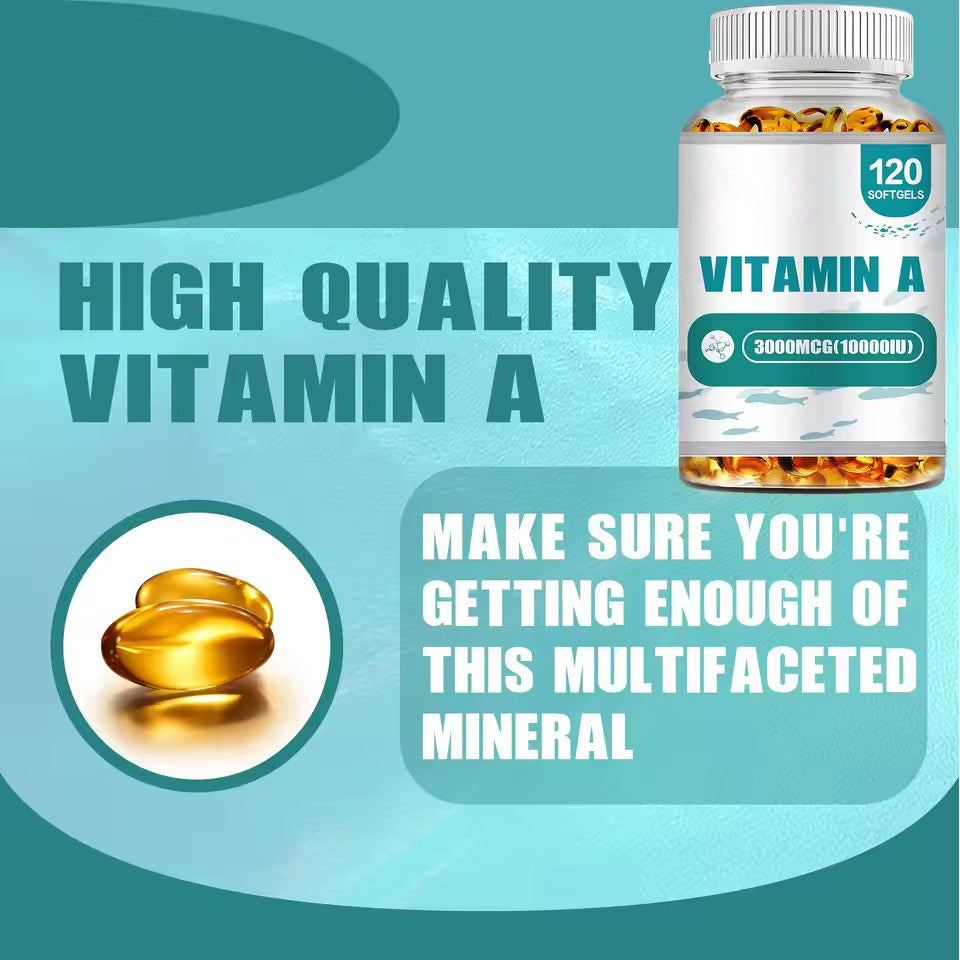 Vitamin A - Supports Vision and Cell Health, Boosts Immunity, Brightens Skin, Antioxidant Activity Supplement - 120 Capsules