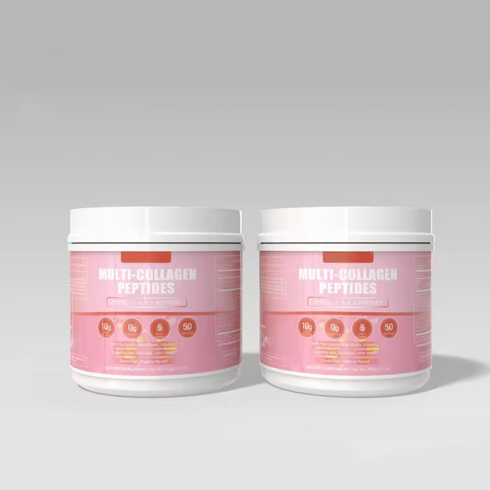 Multi Collagen Peptides Powder with Biotin, Hyaluronic Acid, , Vitamin C for Healthy Hair, Skin, Nails, Joint, 1.1LB