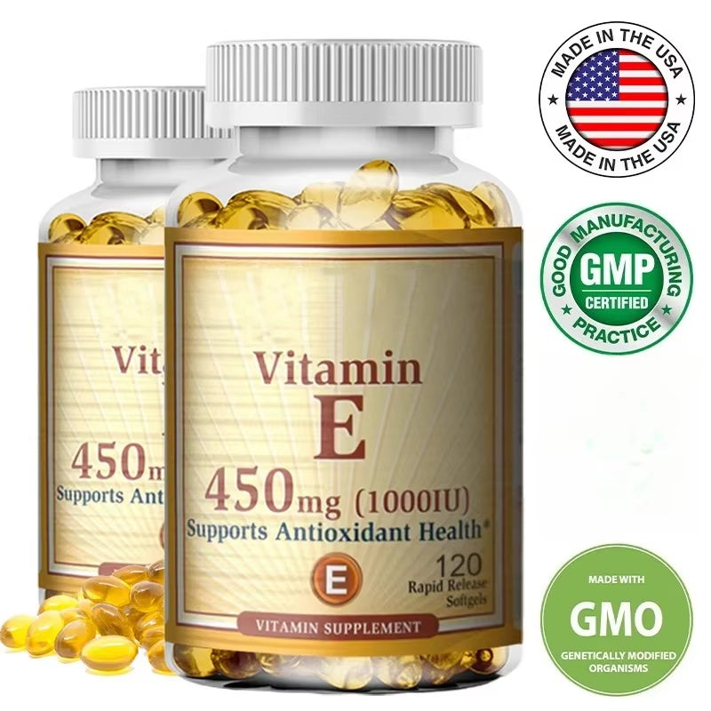 Vitamin E 1000 IU 450mg - for skin, hair, circulatory health, immune system support - antioxidant supplement