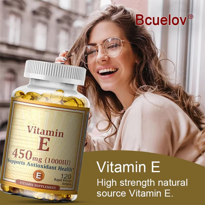 Vitamin E 1000 IU 450mg - for skin, hair, circulatory health, immune system support - antioxidant supplement