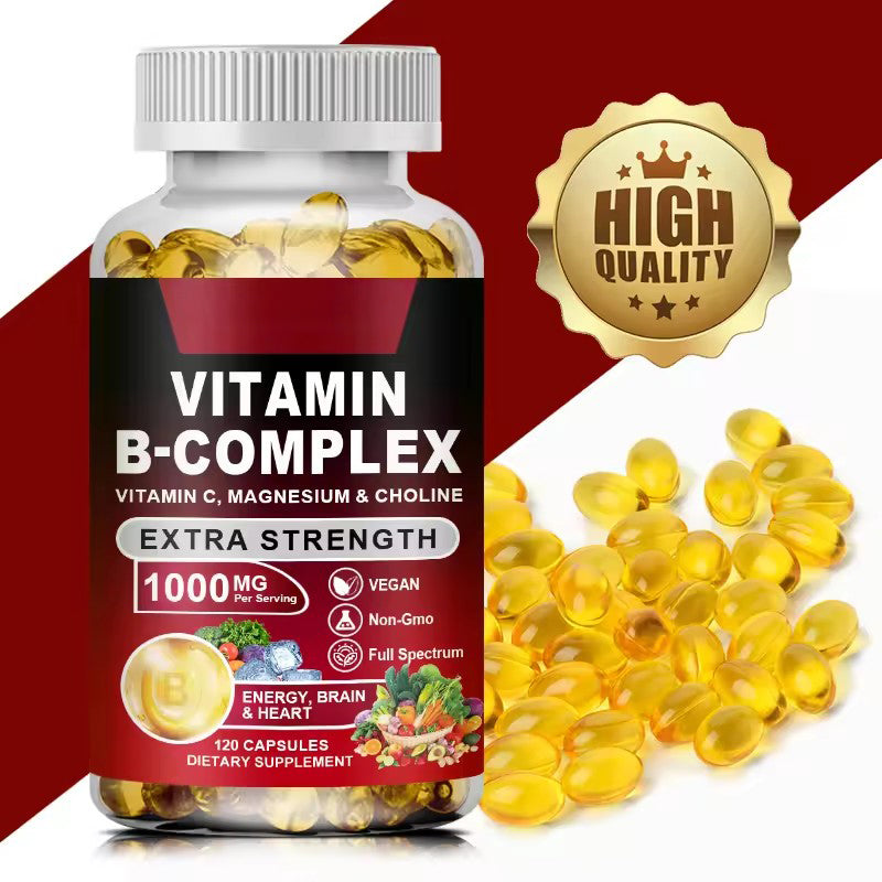 Vitamin B Complex Supplement, Rich in B1, B2, B3, B5, B6, Biotin, Strength Energy, Support Brain & Heart, Promote Metabolism