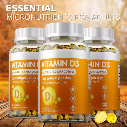 Vitamin D3+K2 Supplement To Support Joint, Bone and Immune Health Non-GMO Formula Easy-to-swallow Vitamin D & K Complex