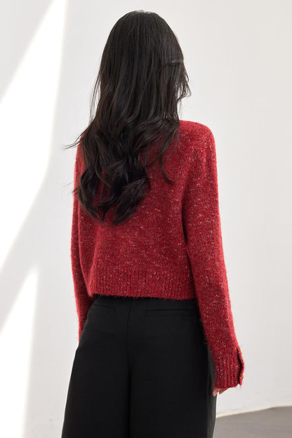 Cream Knit Cardigan Autumn Winter New Short Chiffon Style Women's Top